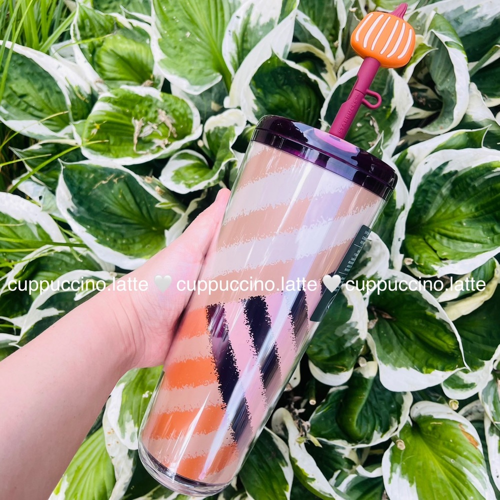 🎃NWT🎃Starbucks 2025 Fall Halloween Orange Pumpkin Topper Hot/Cold Cup Tumbler